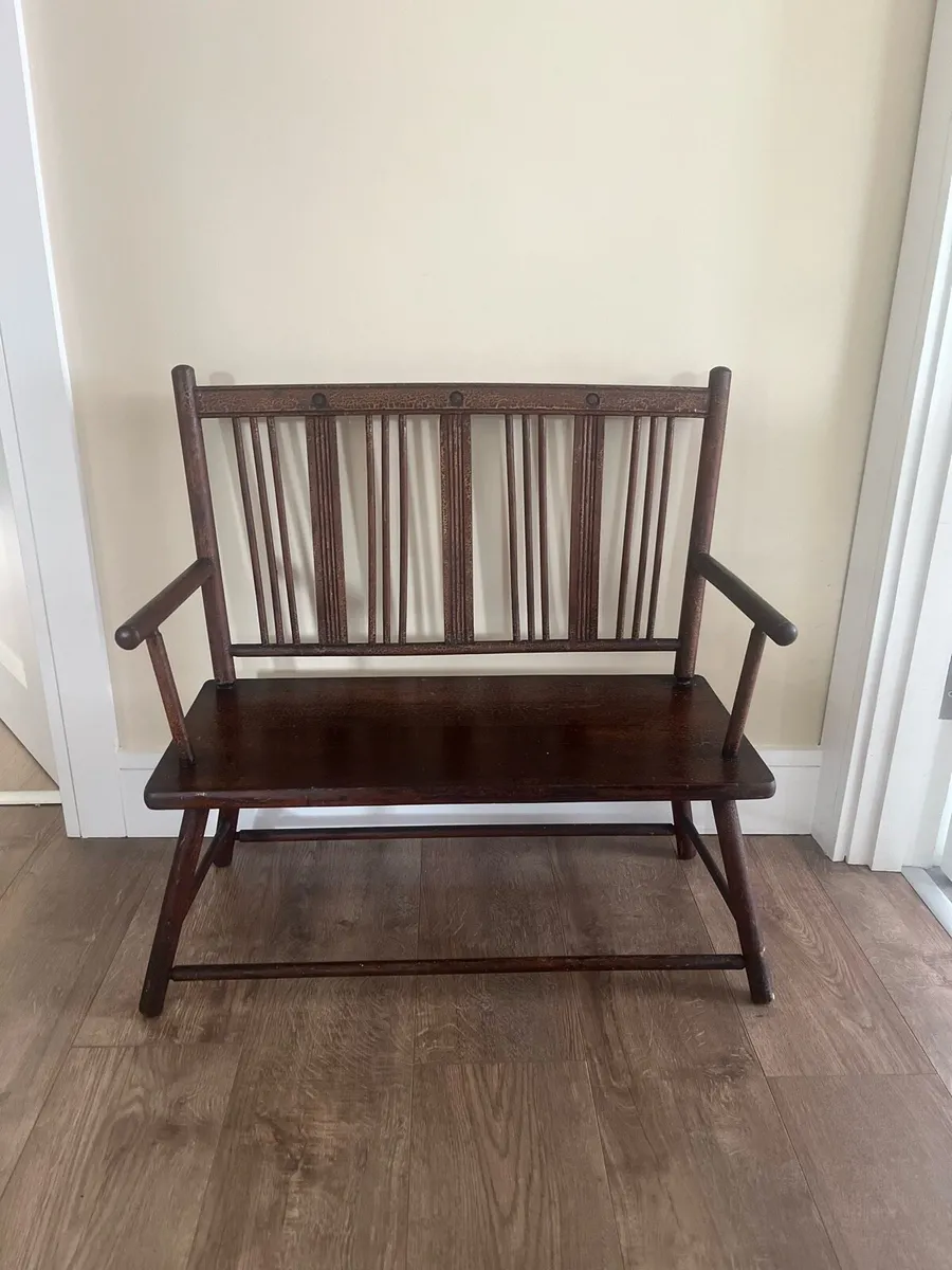 Antique Apprentice Arts and Crafts Sussex Bench - Image 1