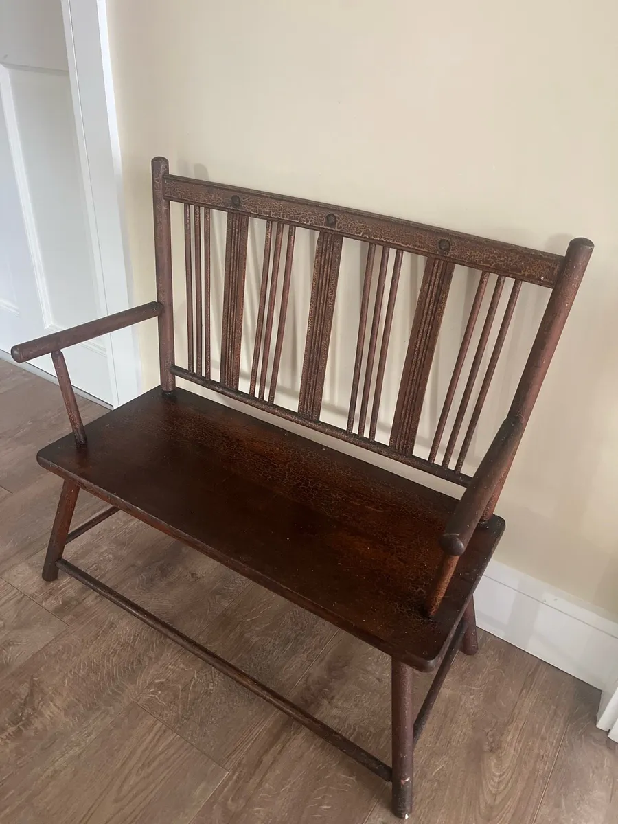 Antique Apprentice Arts and Crafts Sussex Bench - Image 3