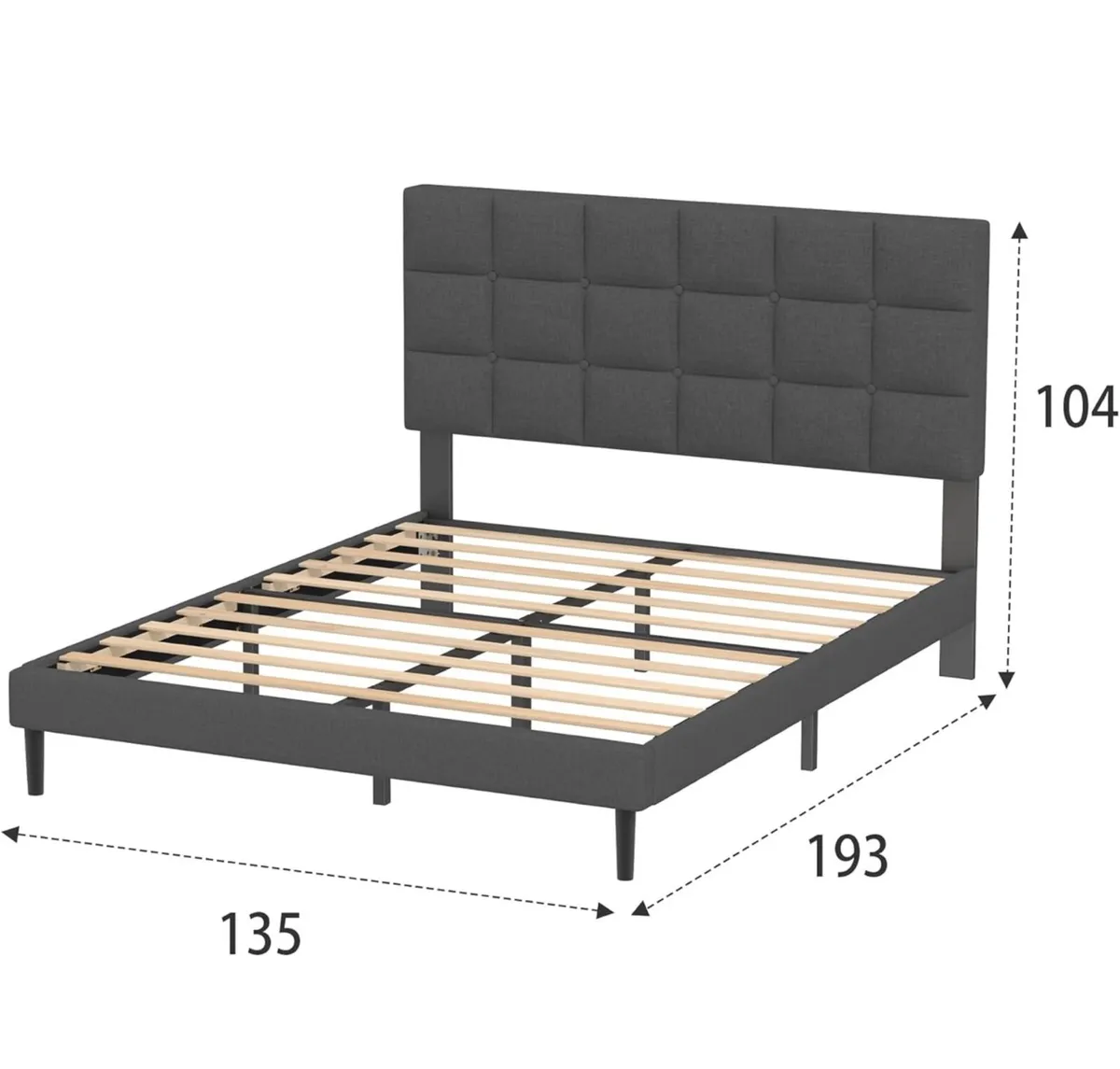 Double Bed Frame, Easy Assembly, Sturdy Wooden Sla - Image 2