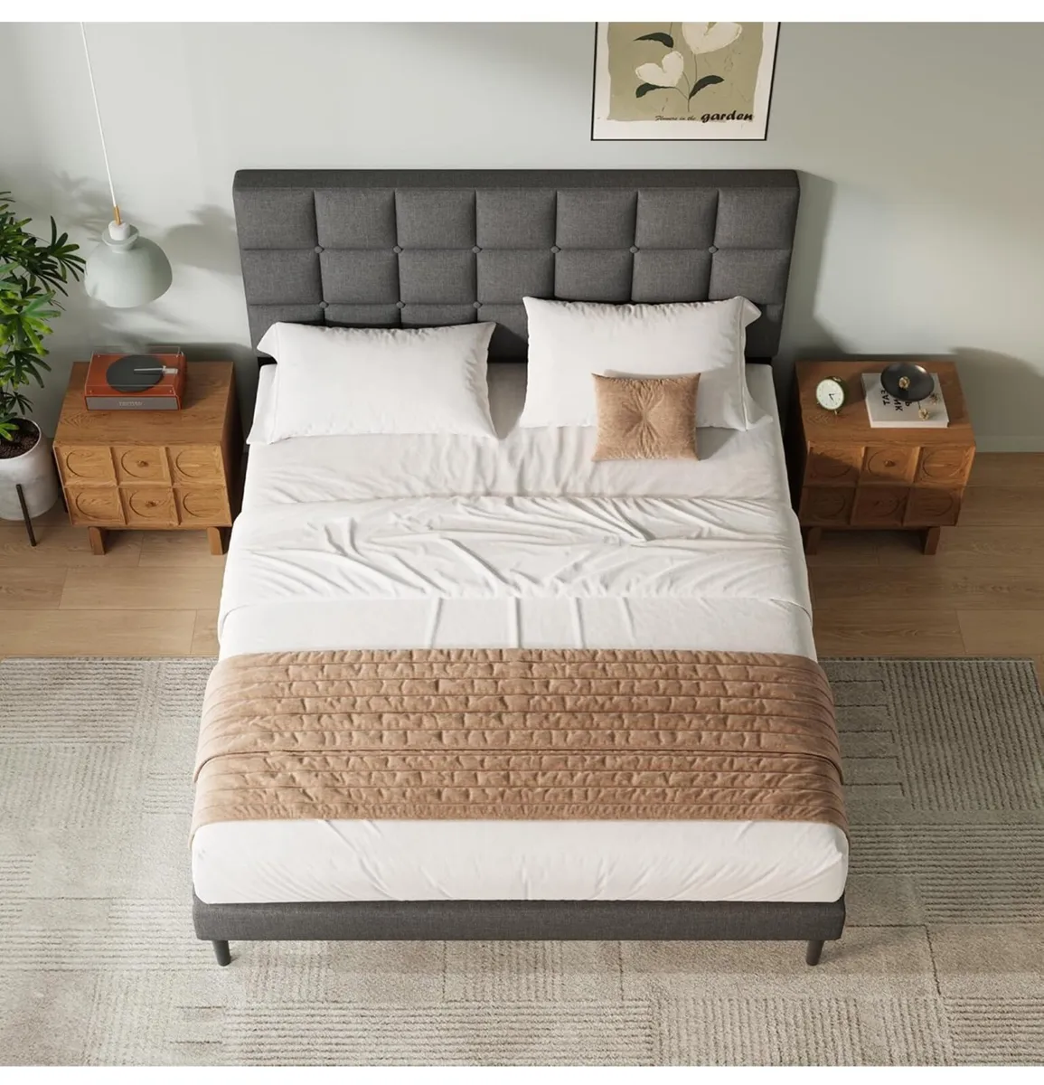 Double Bed Frame, Easy Assembly, Sturdy Wooden Sla - Image 4