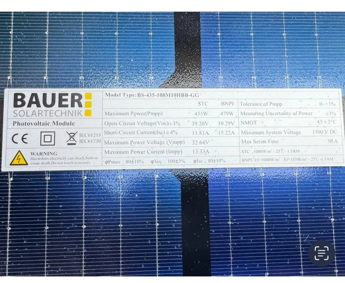 2 x 435W Bauer Solar panels - Image 1
