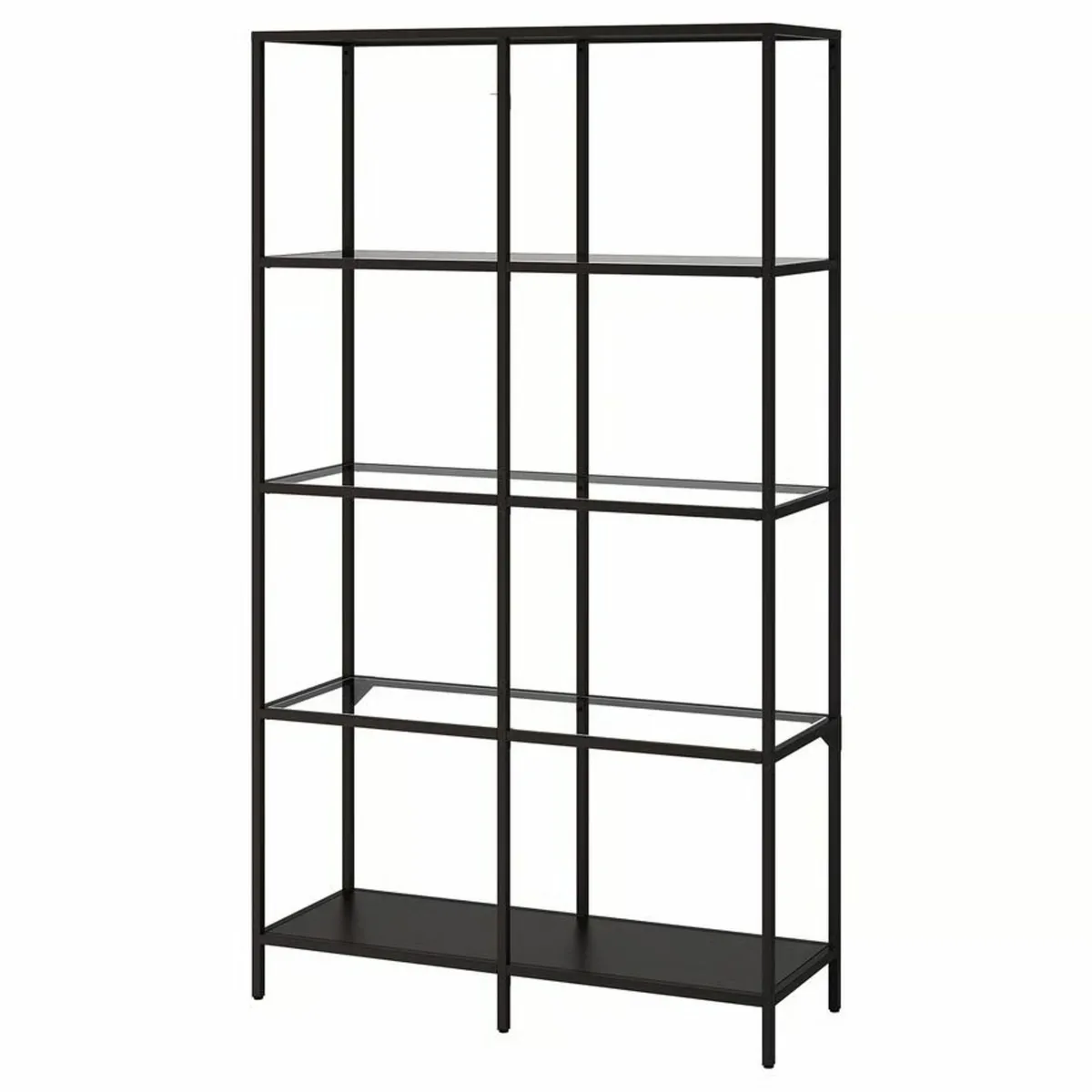 IKEA VITTSJÖ Shelving unit, black-brown/glass