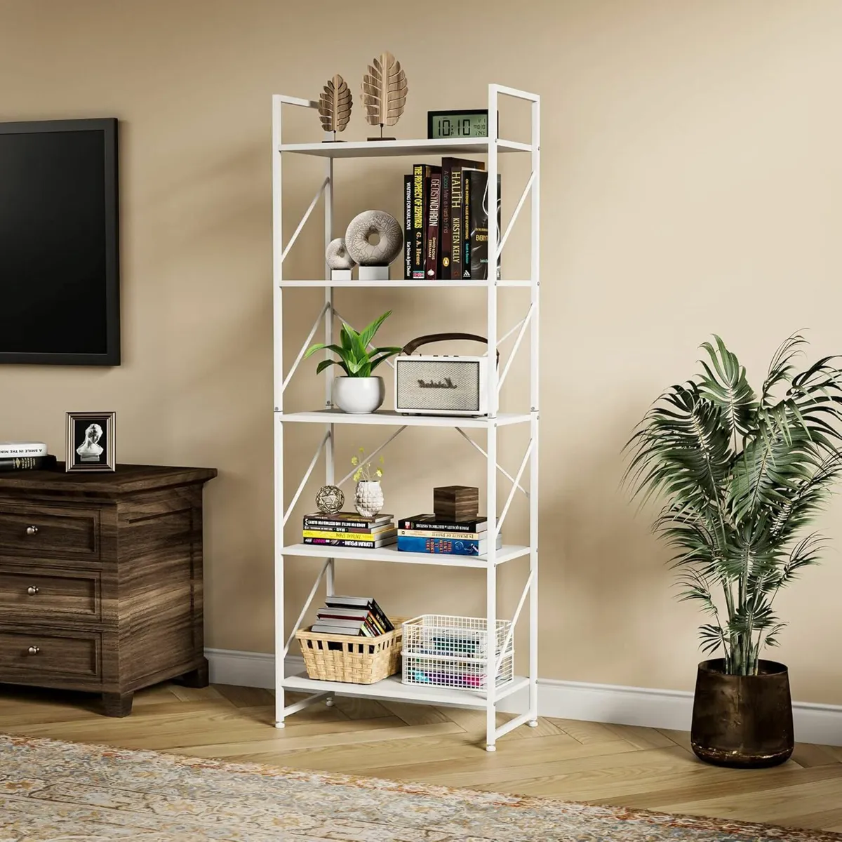 YITAHOME Bookcase 5 Tiers, Floor Standing Book She