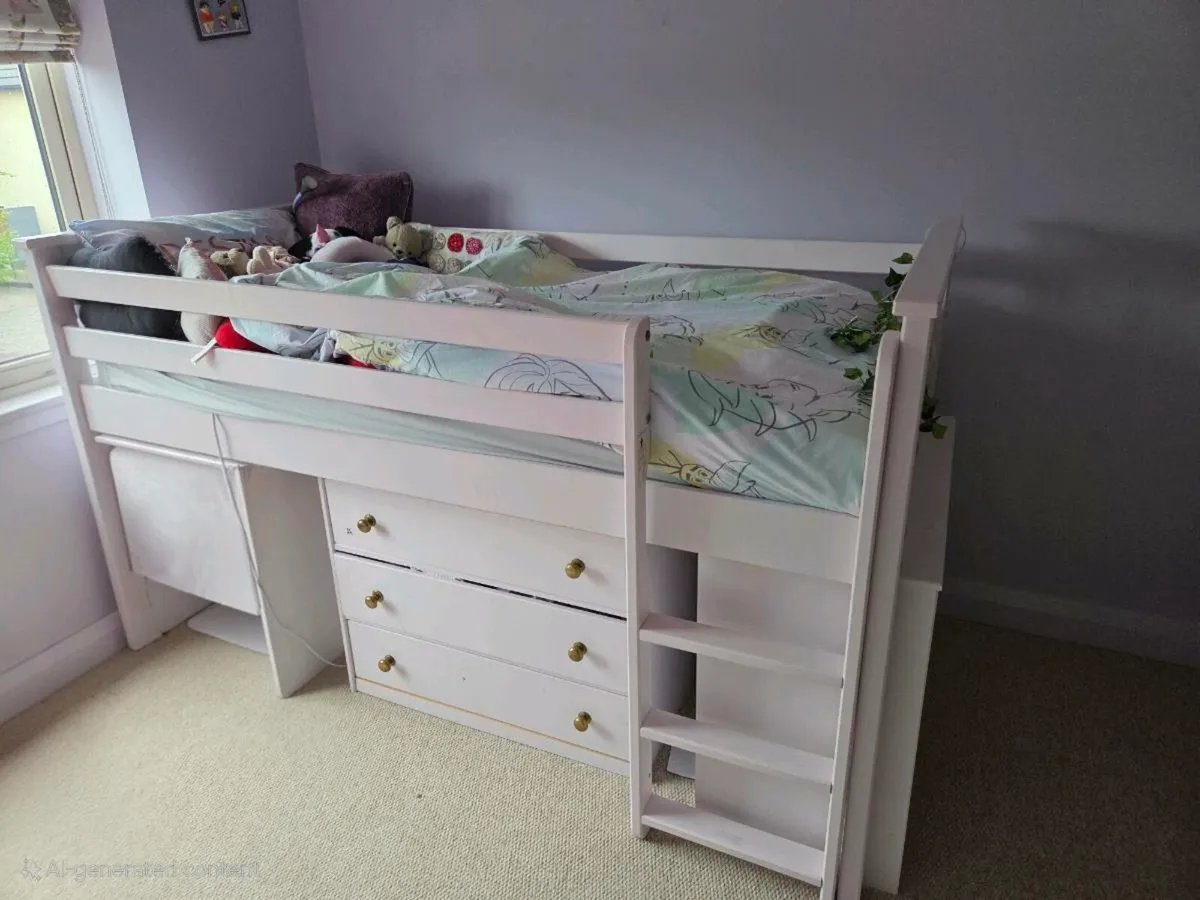 Kids loft bed with storage and pull-out desk - Image 1