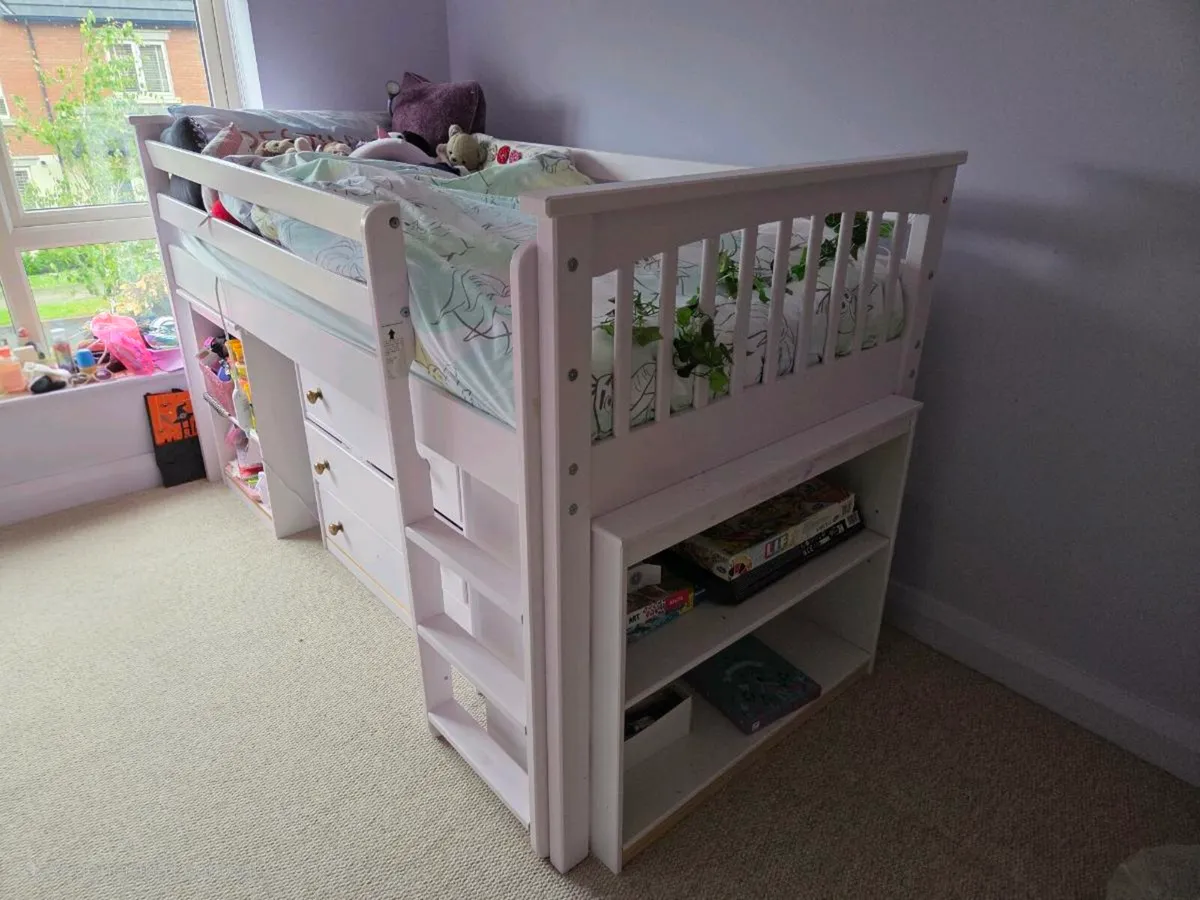 Kids loft bed with storage and pull-out desk - Image 2