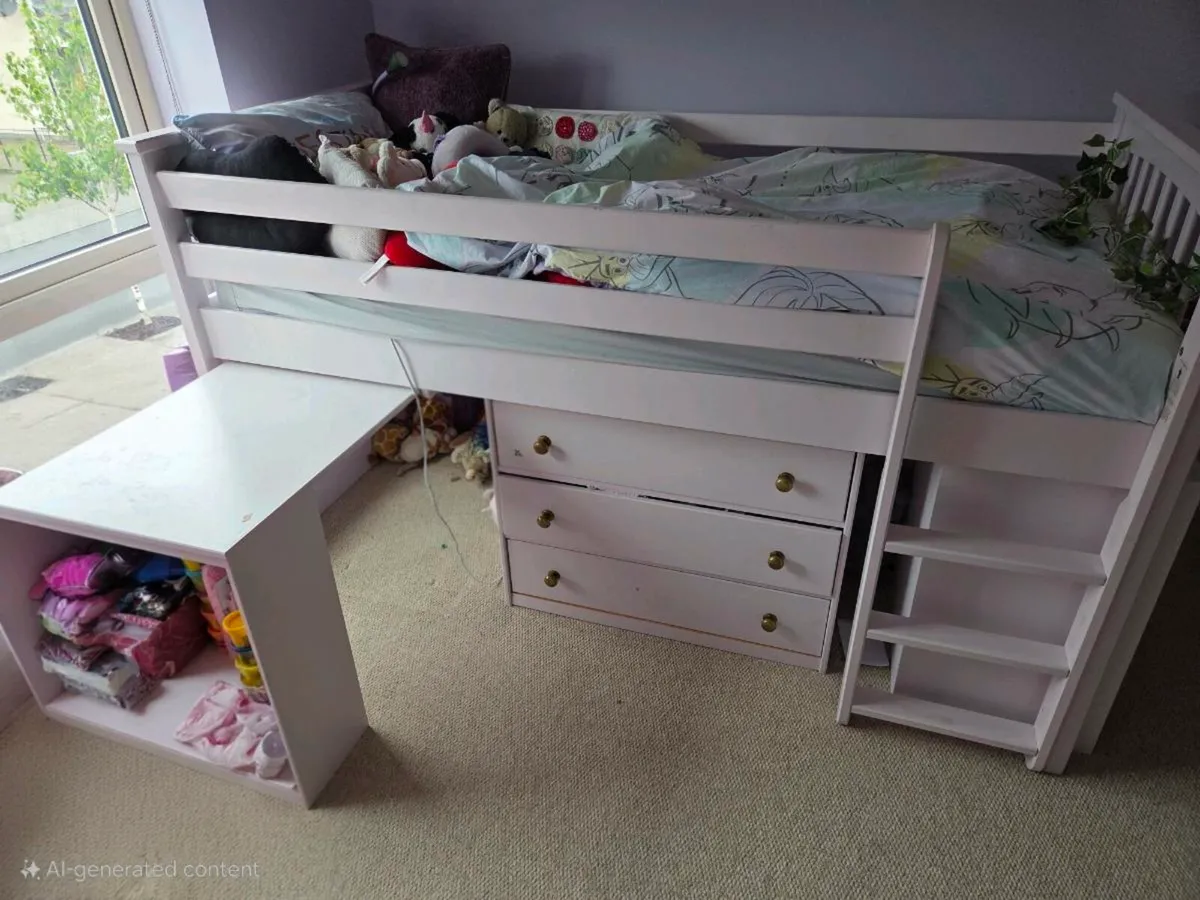 Kids loft bed with storage and pull-out desk - Image 3