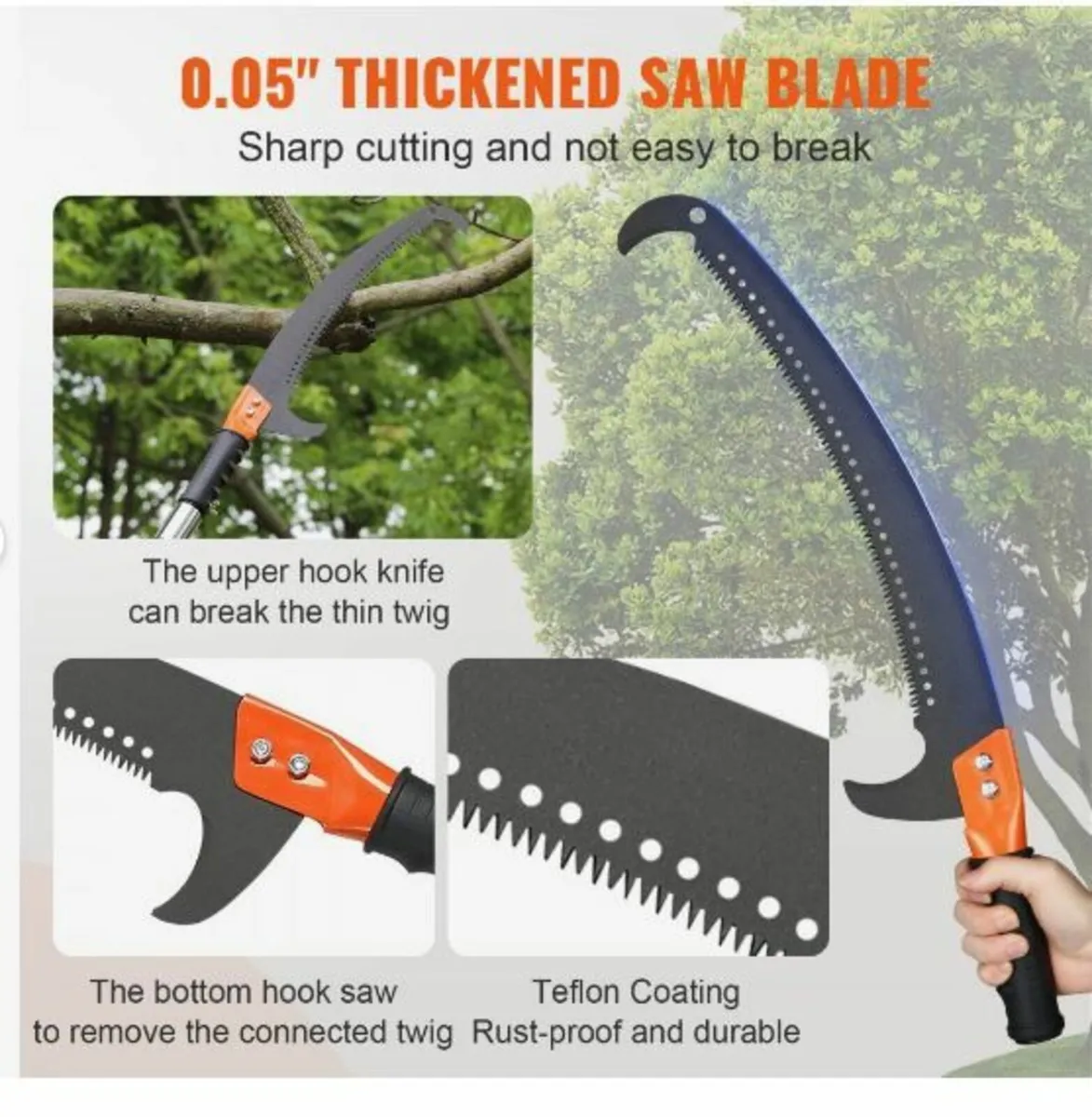 Manual Pole Saw, 7.3-27 ft Extendable Tree Pruner - Image 4