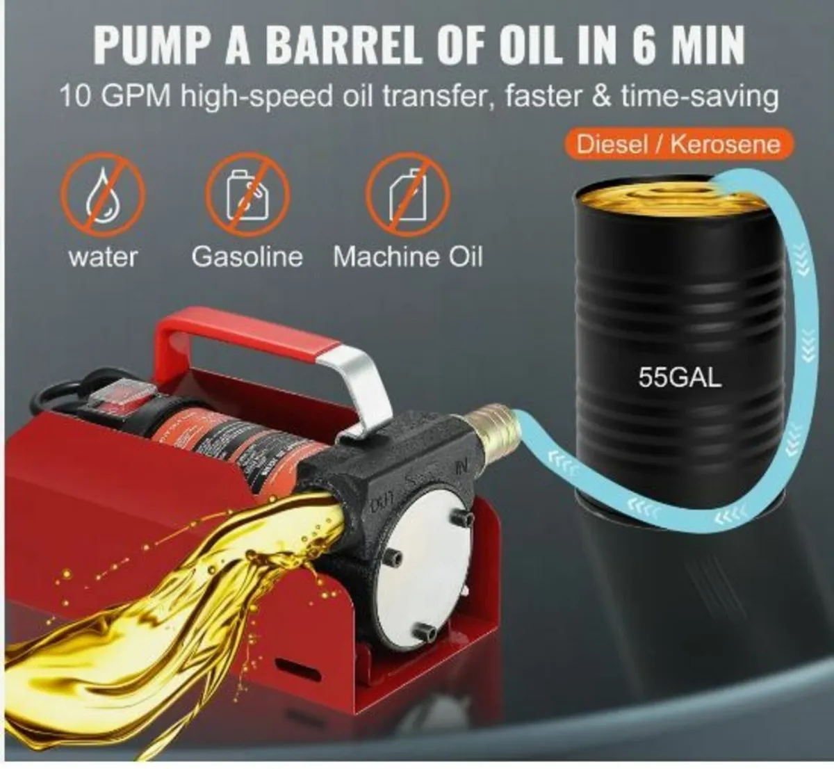 Fuel Transfer Pump, 12V DC 10 GPM 26.2 ft Lift - Image 3