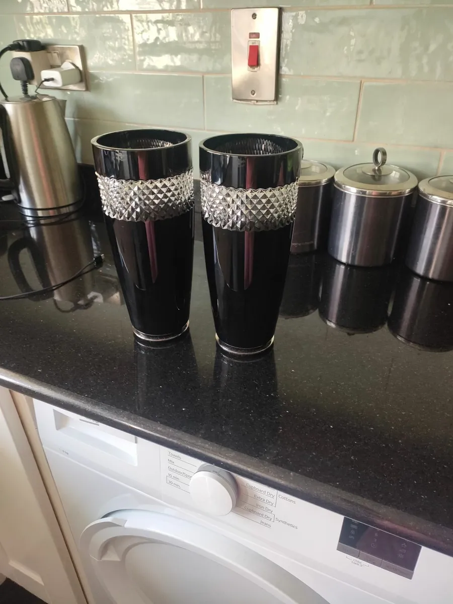 Black John Rocha vases made by Waterford crystal - Image 1