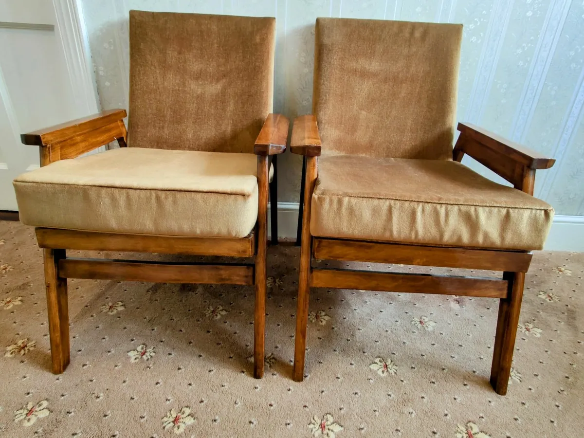 Mid Century Scandi Teak Fireside Lounge Chairs - Image 2
