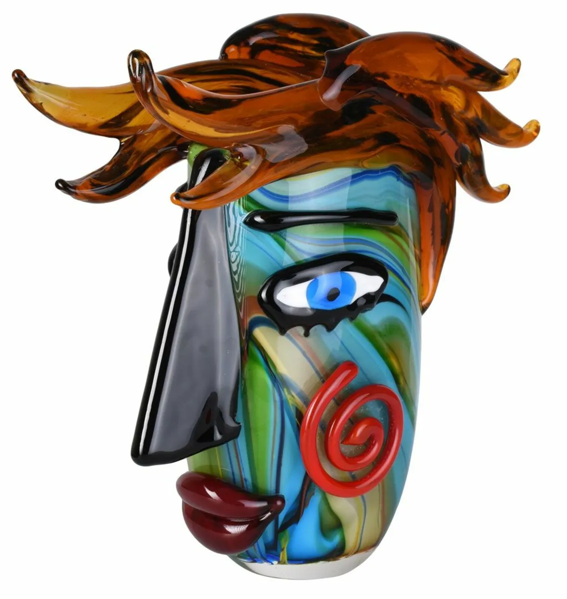 XL Vase Glass Murano Style Glass Vase Face Antique - Image 1