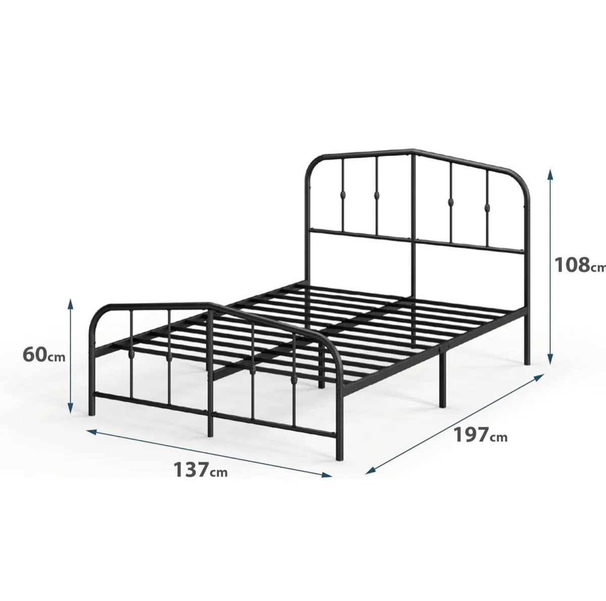 Double Bed frame  Bed 135x190 cm 30 cm Height - Image 2