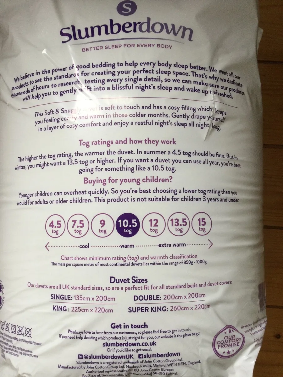 NEW SEALED Slumberdown Double Duvet 10.5 tog - Image 3