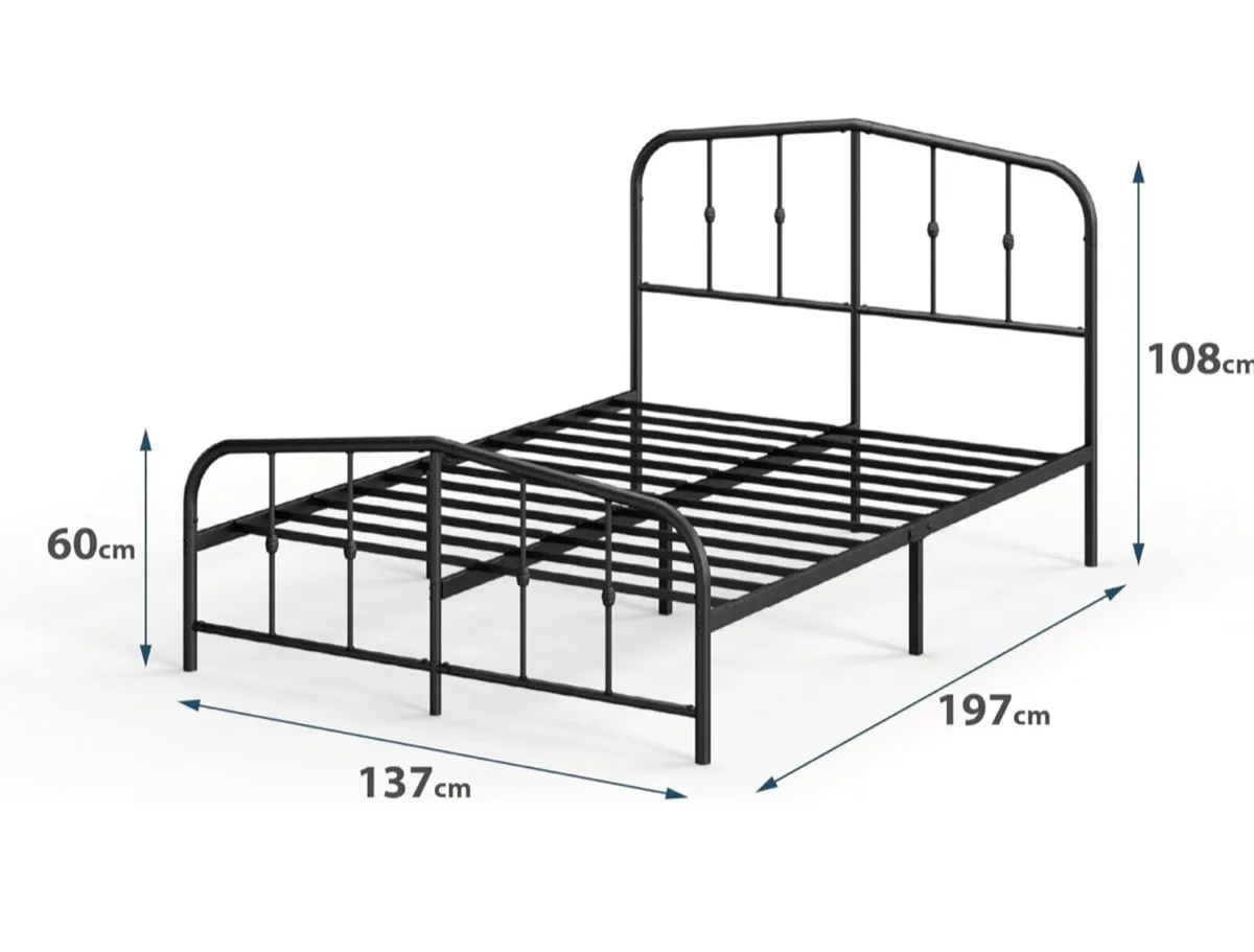 Double Bed frame - Bed 135x190 cm - 30 cm Height w - Image 2