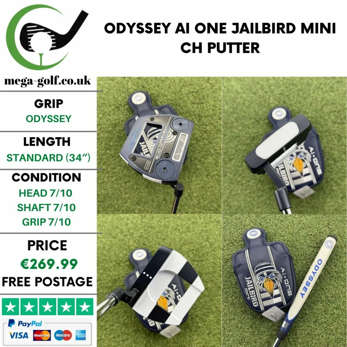 ODYSSEY AI ONE JAILBIRD MINI CH PUTTER / 34″ - Image 1