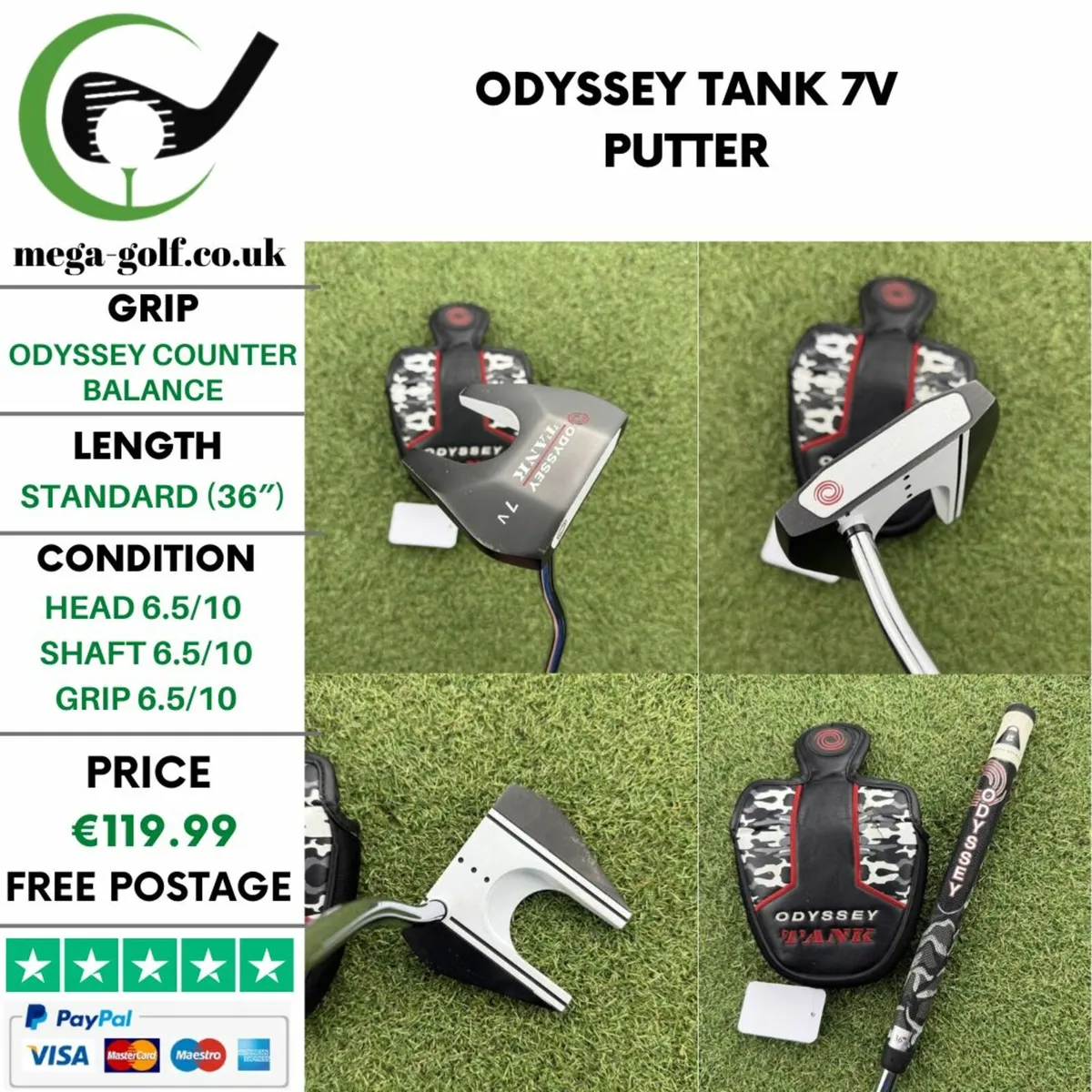 ODYSSEY TANK 7V PUTTER / 36″ - Image 1