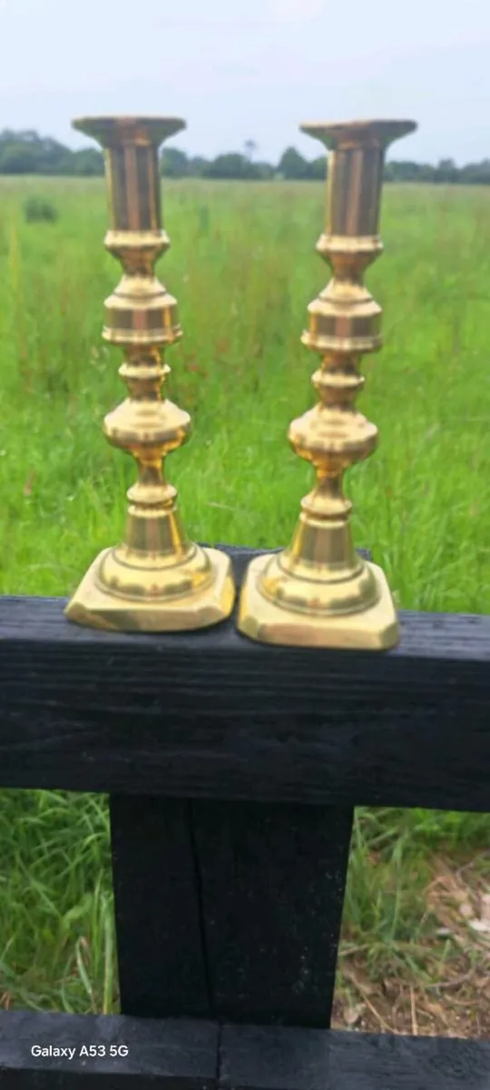 2 original brass candle stick holders