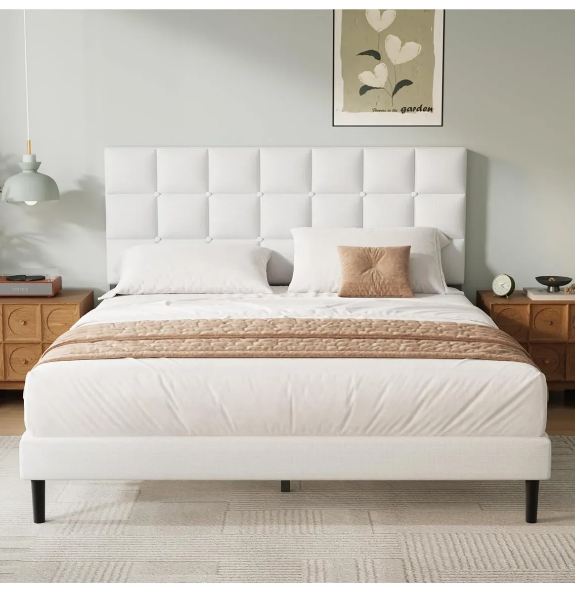 King Bed Frame, Easy Assembly, Sturdy Wooden Slat - Image 4