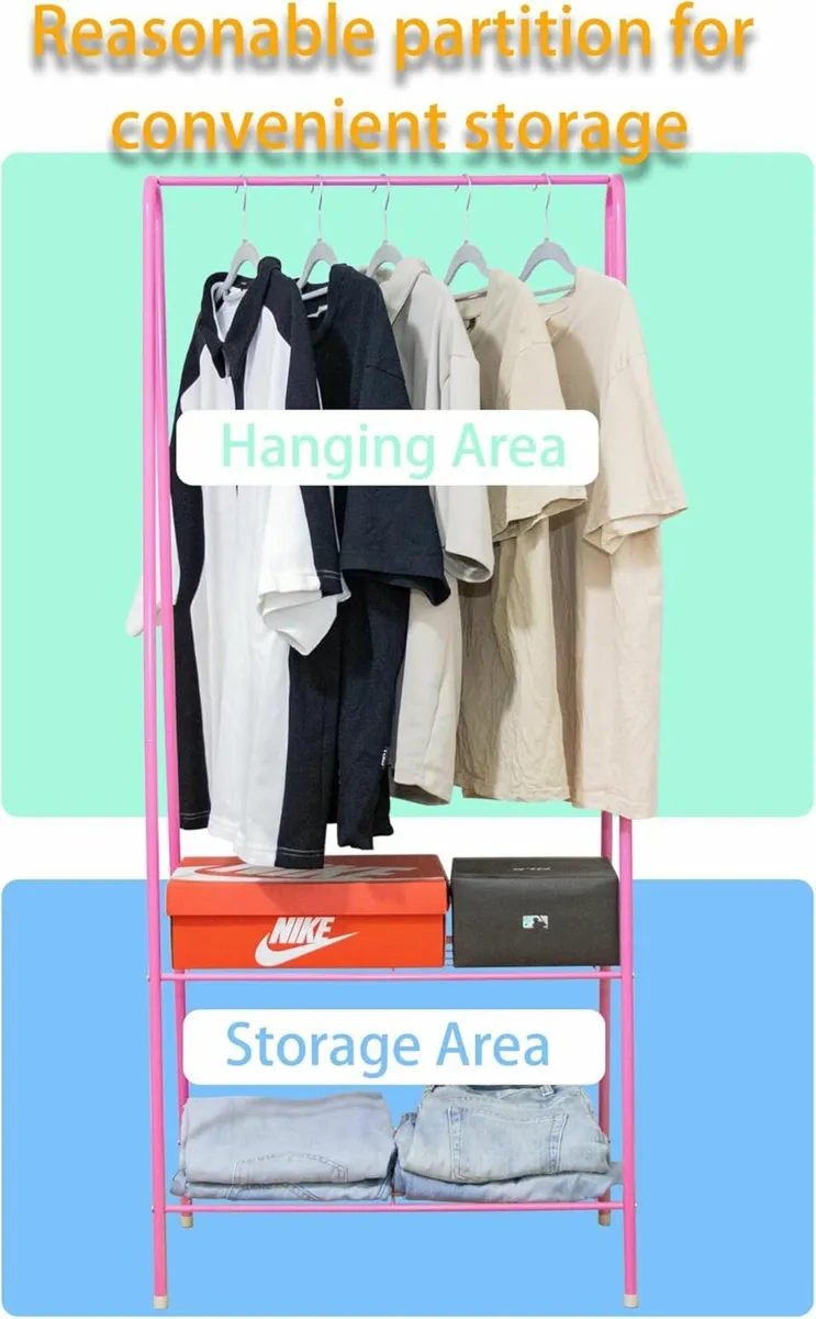 Clothes Rail Stand Garment Coat Rack 150cm (Pink) - Image 3