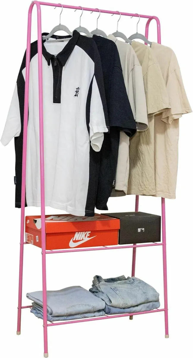 Clothes Rail Stand Garment Coat Rack,150cm (Pink) - Image 2