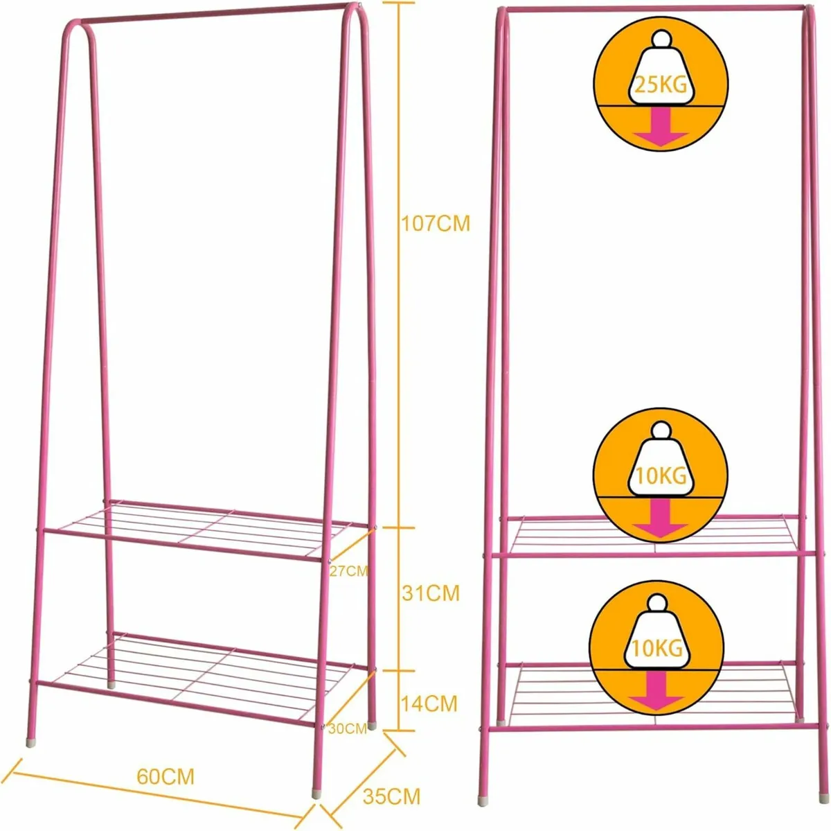 Clothes Rail Stand Garment Coat Rack,150cm (Pink) - Image 3