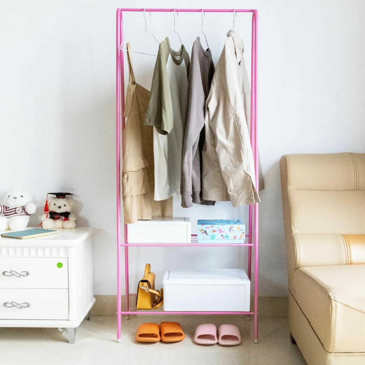 Clothes Rail Stand Garment Coat Rack,150cm (Pink) - Image 1