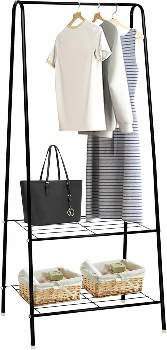 Clothes Rail Stand Garment Coat Rack 150cm Black - Image 1