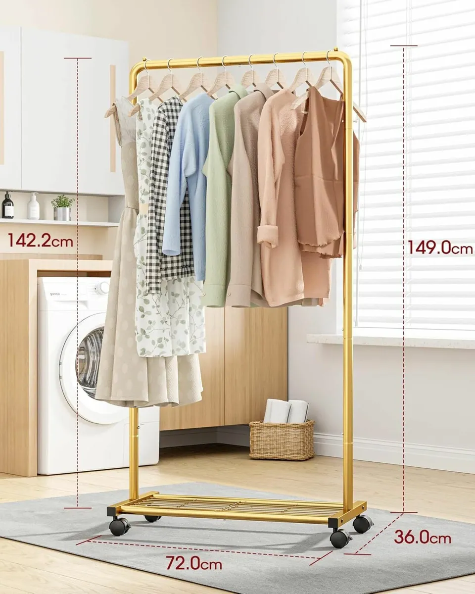 Clothes Rack Shoes Shelf, Heavy-Duty Gold - Image 4