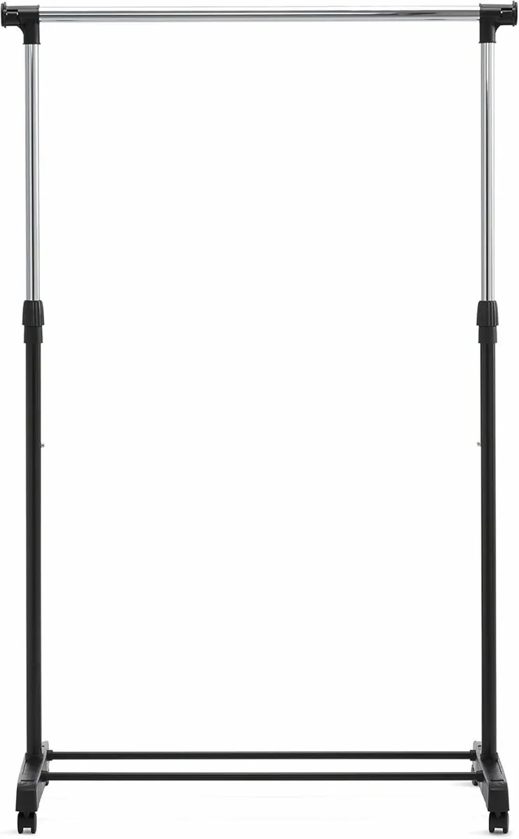 Clothes Rail with Wheels, Chrome 91.5-145cm - Image 2