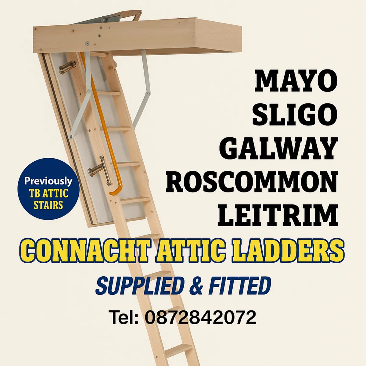 INSULATED ATTIC LADDER WITH HANDRAIL - Image 1