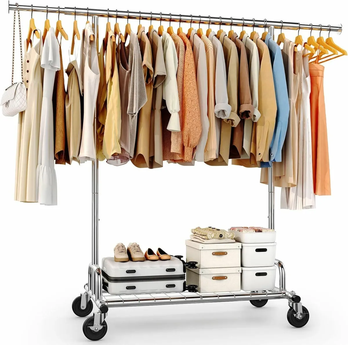 Garment 136kg Clothing Racks Wheels Commercial - Image 1