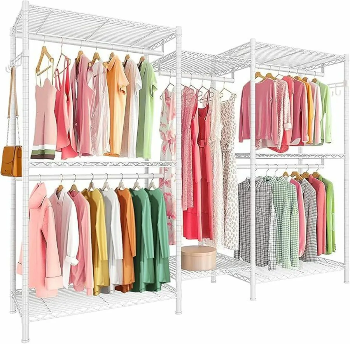 Clothes Rail Heavy Duty Closet Wardrobe White - Image 1