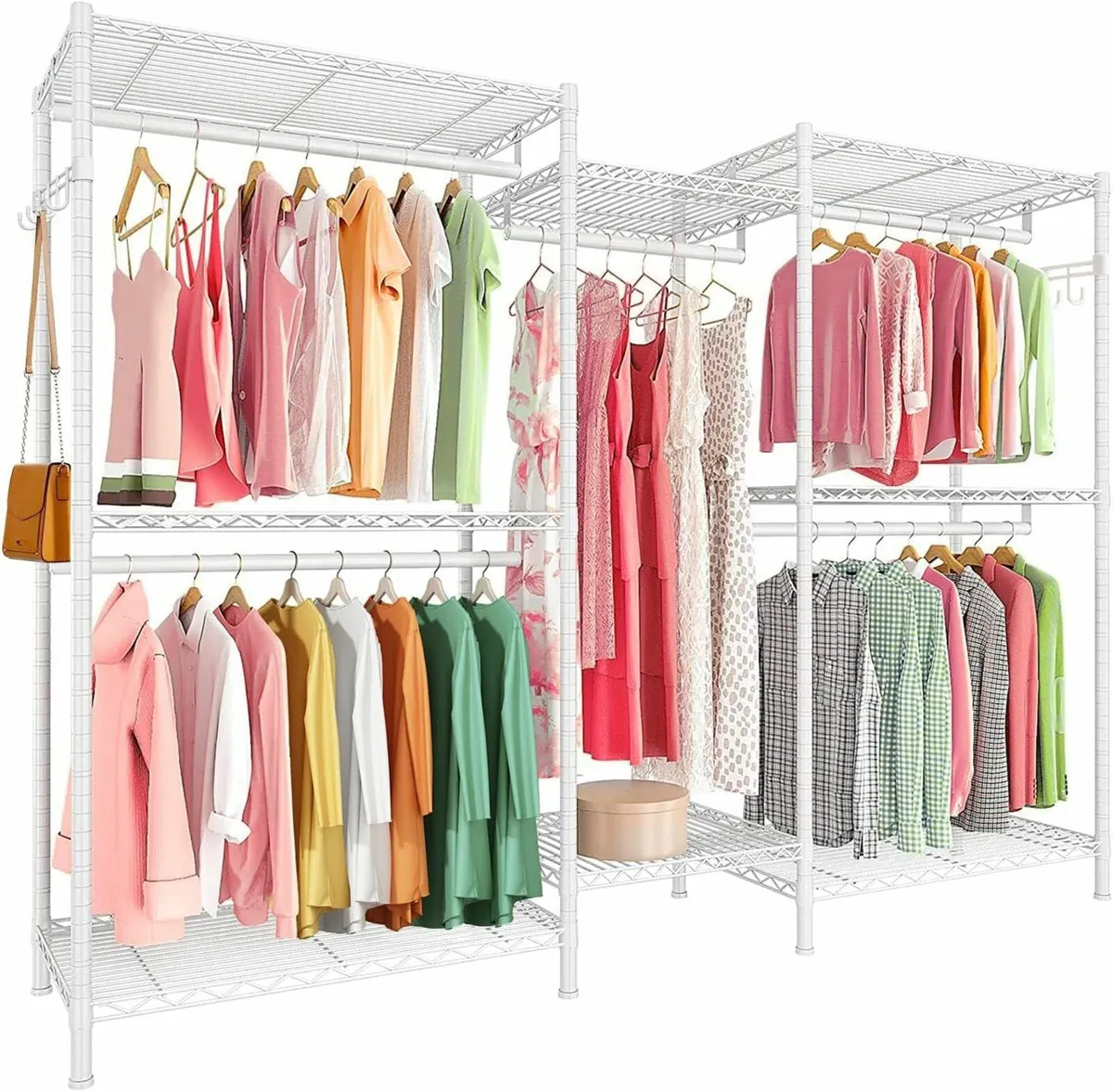 Clothes Rail Heavy Duty Closet Wardrobe White - Image 3