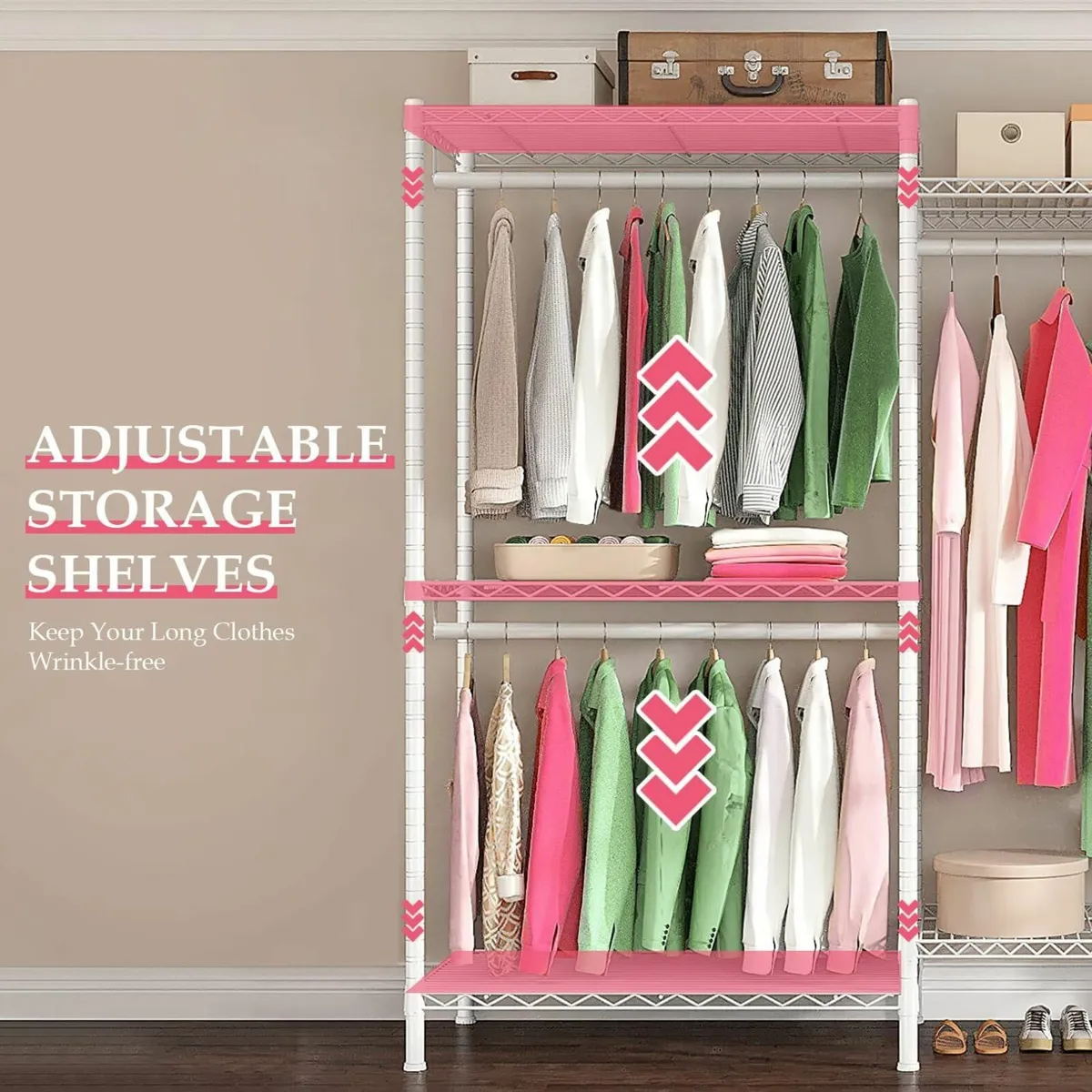 Clothes Rail Heavy Duty Closet Wardrobe White - Image 4