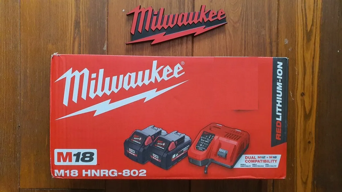 Milwaukee M18 8Ah Batteries + Fast Charger - Image 1