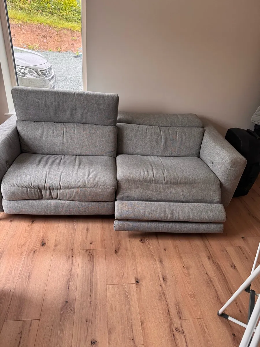 grey Italian natuzzi electric recliners sofa - Image 1