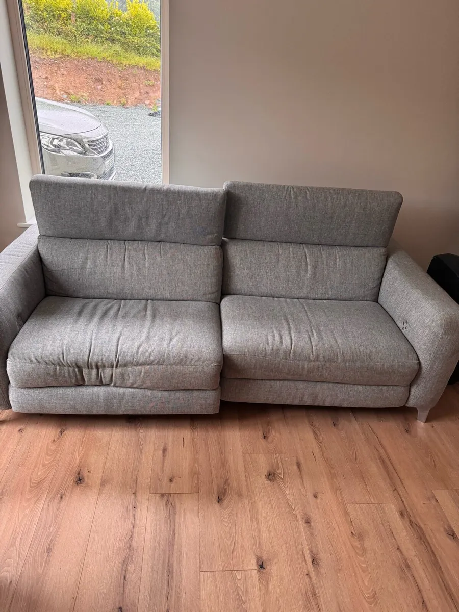grey Italian natuzzi electric recliners sofa - Image 2