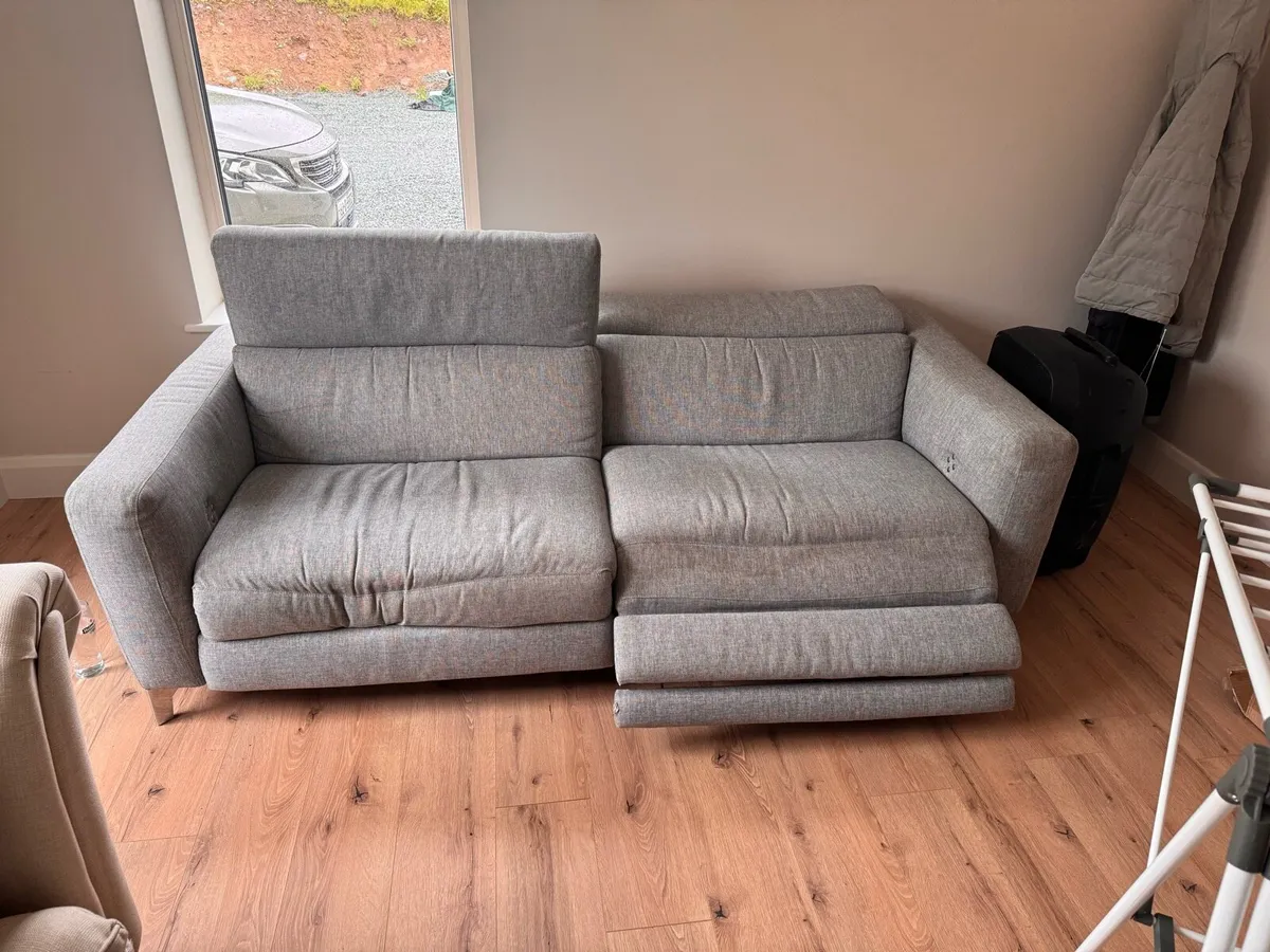 grey Italian natuzzi electric recliners sofa - Image 4