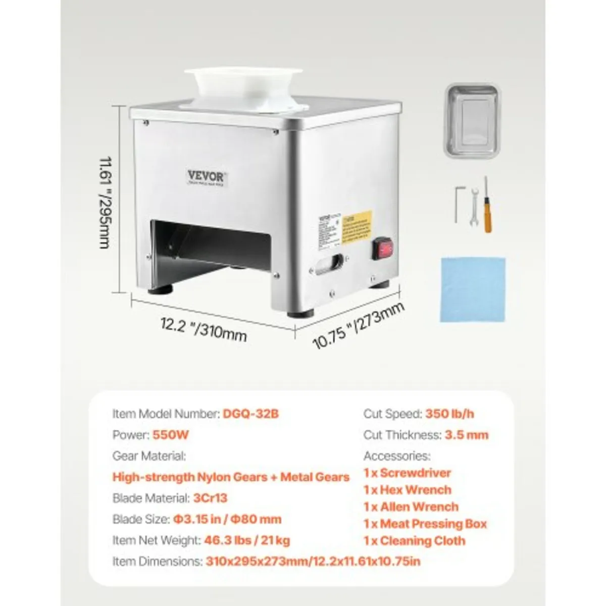 Electric Meat Cutter Machine 550W Commercial Meat - Image 2