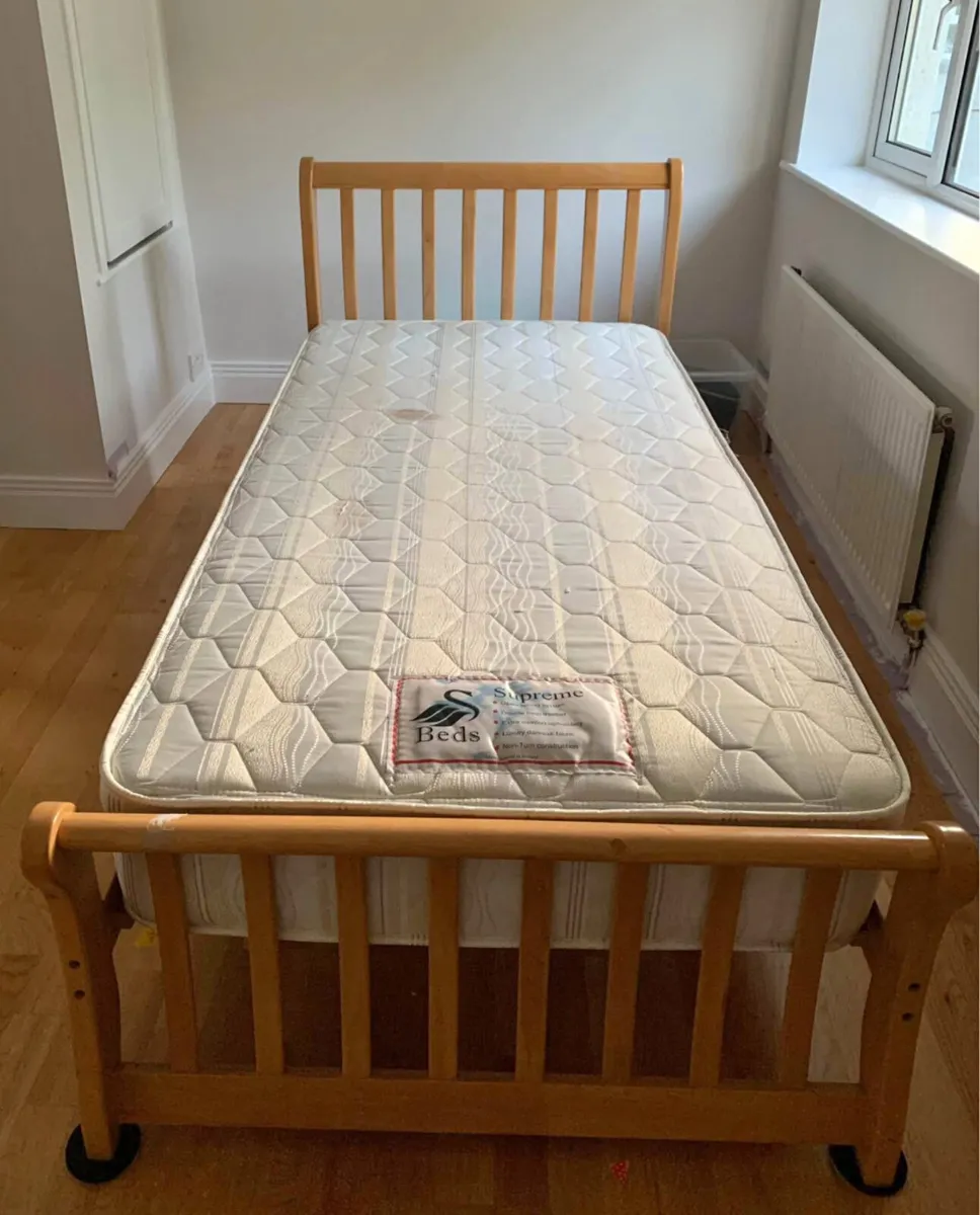 Beautiful Beech Wood Single Sleigh Bed Frame - Image 1