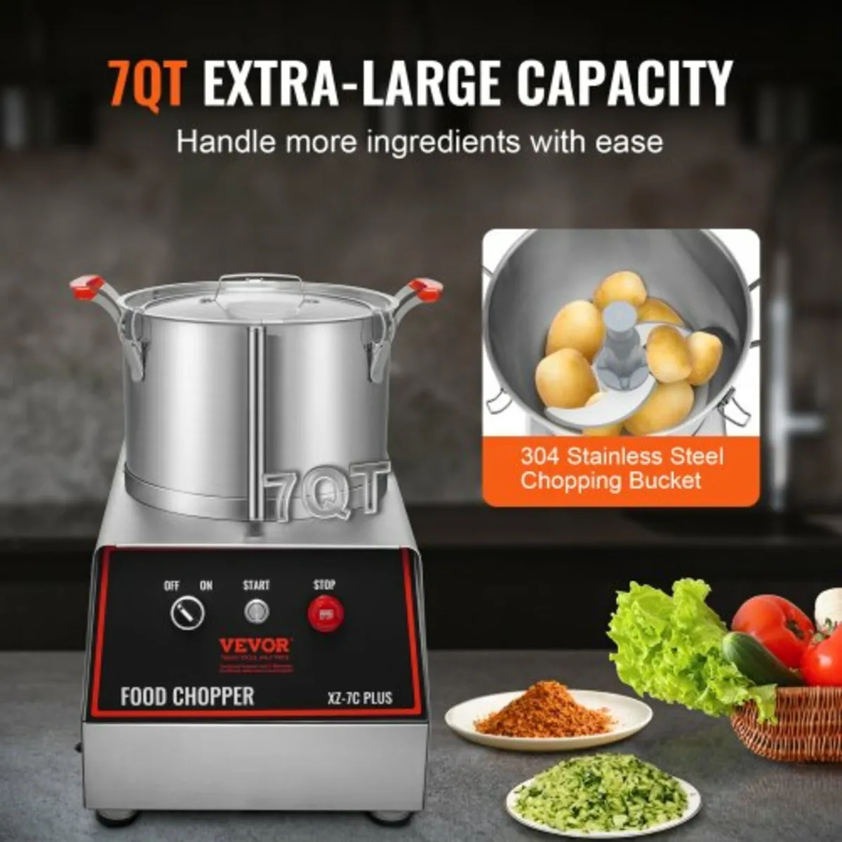 Food Processor and Vegetable Chopper 750W 7 Quart - Image 2