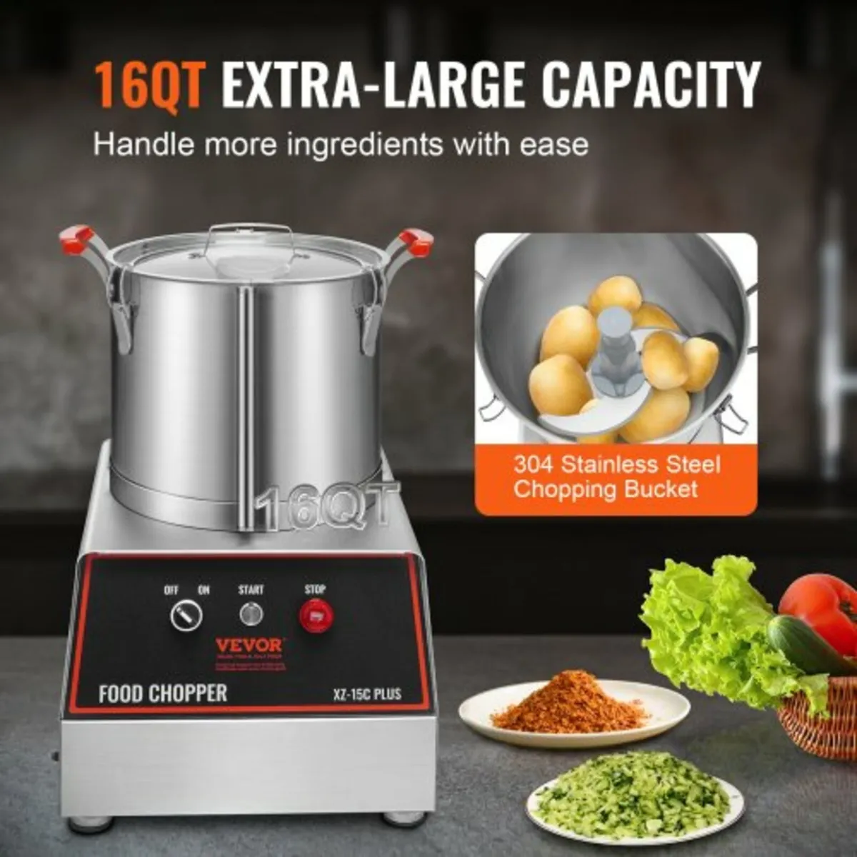 Food Processor Vegetable Chopper 1400W 16 Quart St - Image 2
