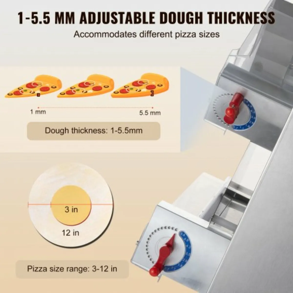12 Inch Pizza Dough Roller Sheeter Automatic Comme - Image 4