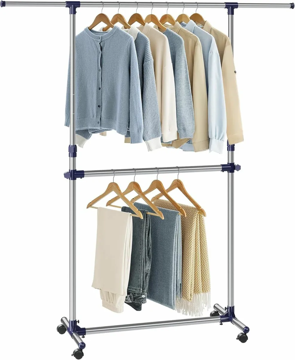 Adjustable Garment Rack Clothes Hanging Rail - Image 1