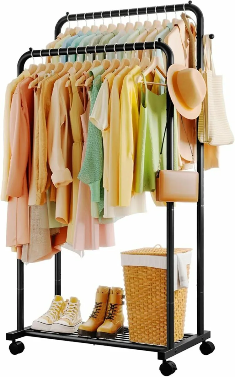 Clothes Rail Double-Rod Rustproof Shoes Shelf - Image 1