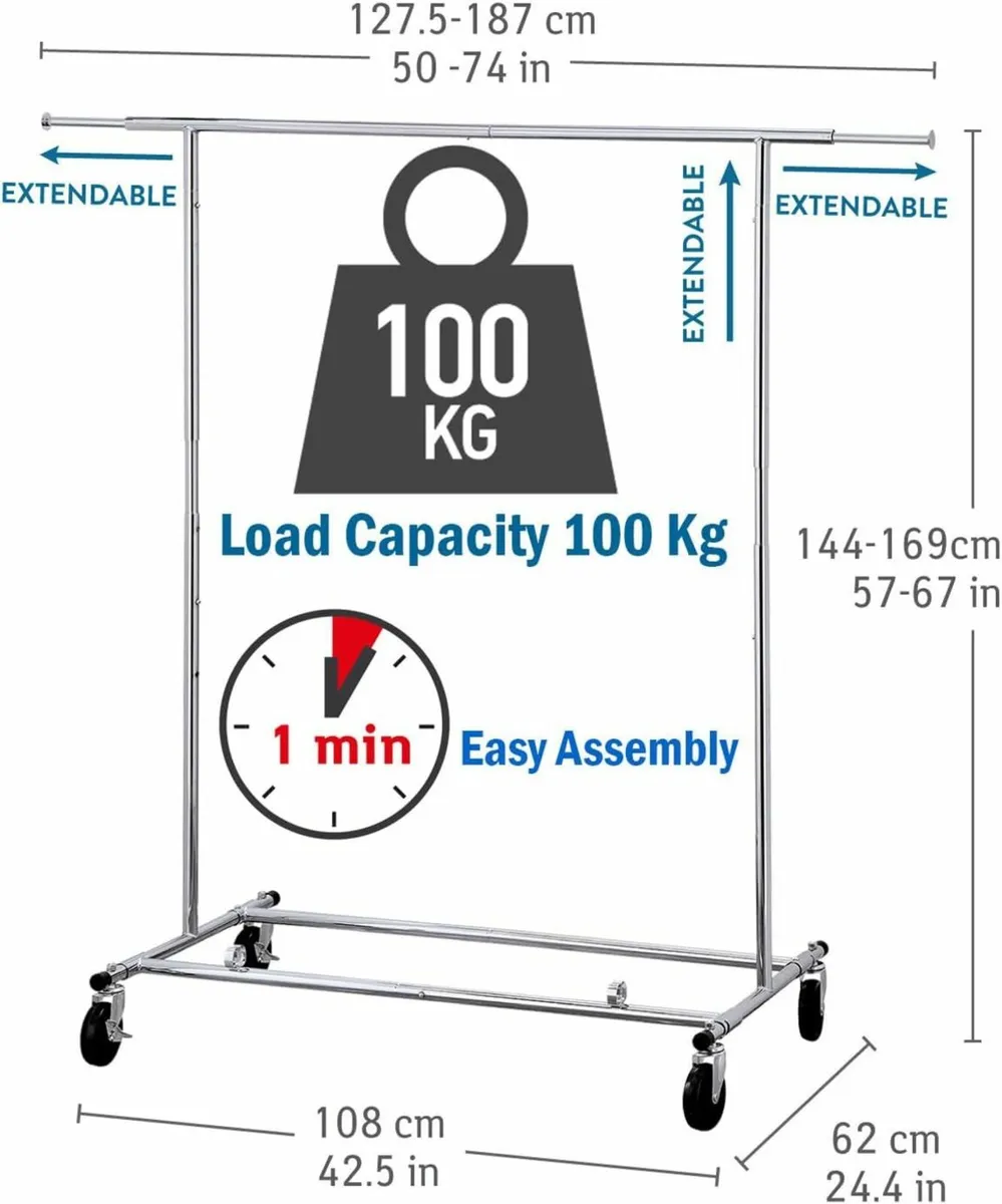 Clothes Rail Heavy Duty Holds up 99kg - Image 3
