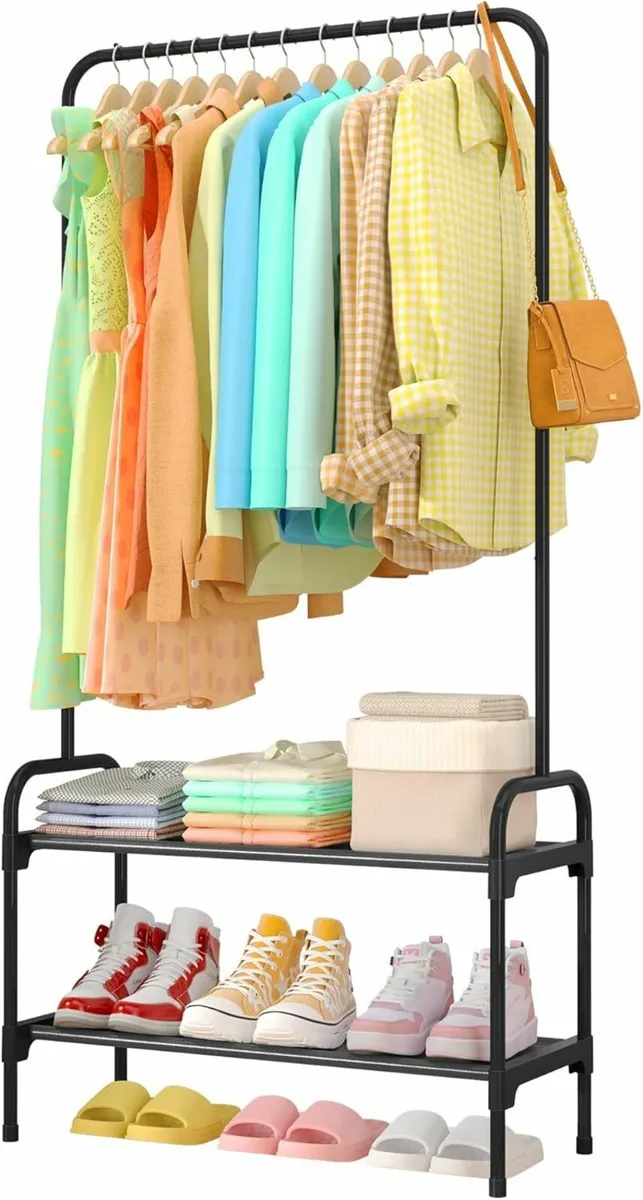 Large Capacity Clothes Rack 2-Tier Shoe Organizer - Image 2