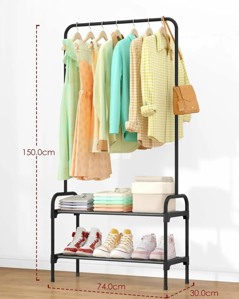 Large Capacity Clothes Rack 2-Tier Shoe Organizer - Image 1