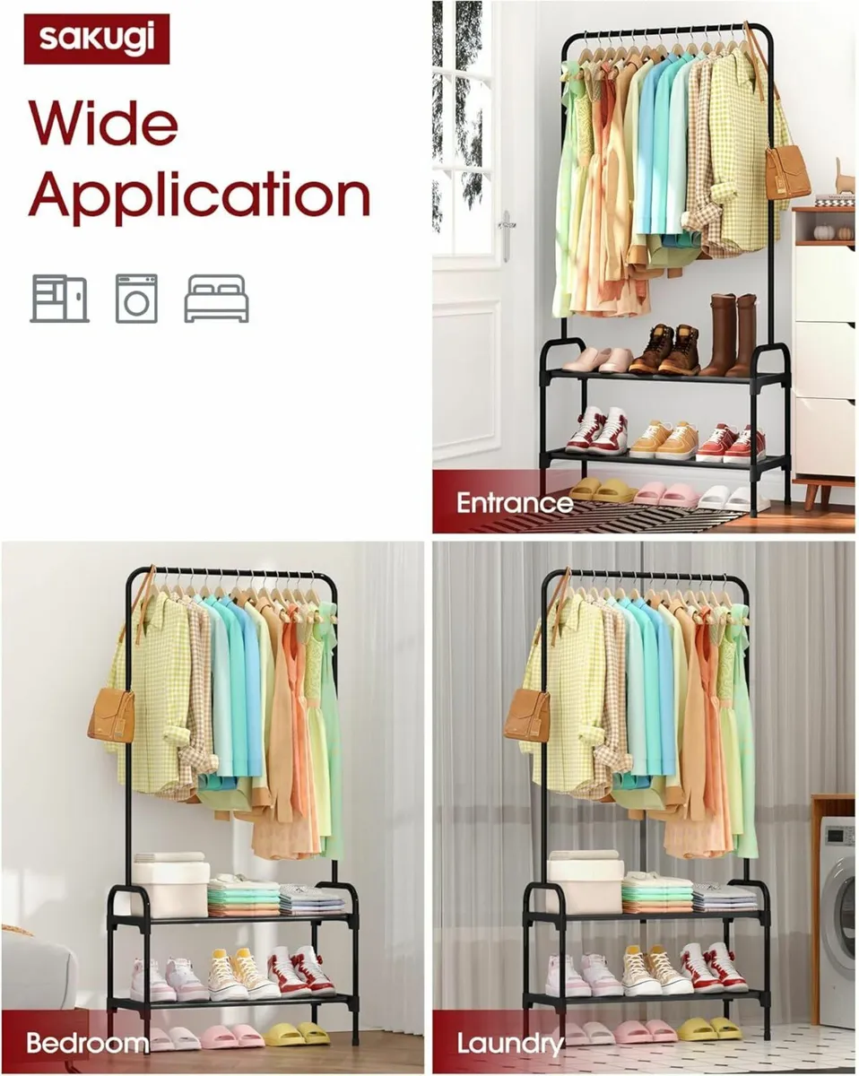 Large Capacity Clothes Rack 2-Tier Shoe Organizer - Image 4