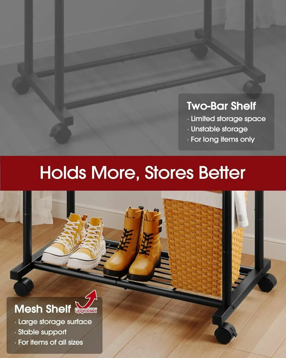 Clothes Rail Double-Rod Rustproof Shoes Shelf - Image 4